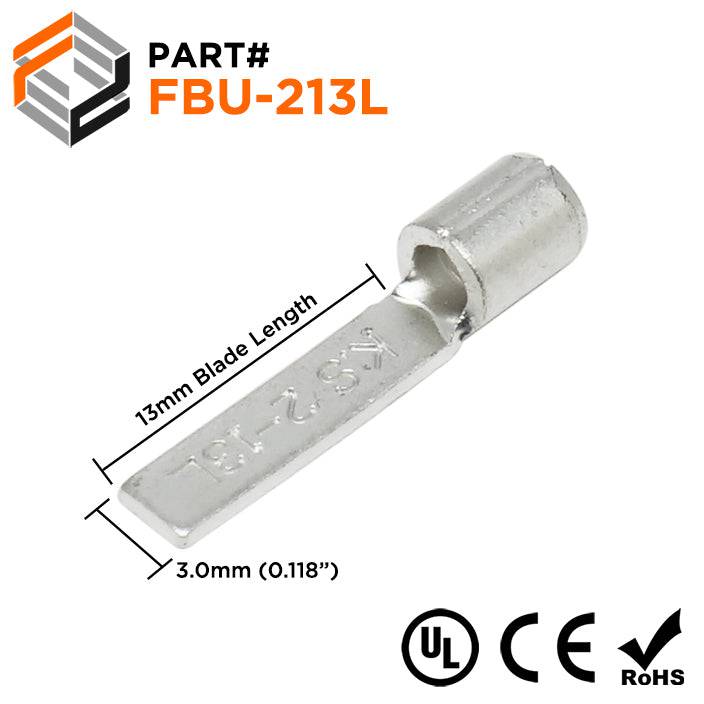 16 to 14 AWG Non Insulated Blade Terminals, 1/2" Blade Length x 1/8" Width, 100 Pieces - DBNBL2-13
