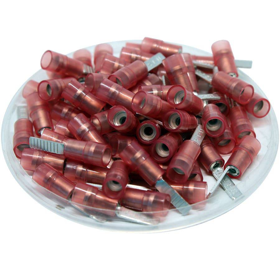 DBNYD1-11 - Nylon Insulated Flat Blade Terminal - Double Crimp - 22-16 AWG - Red