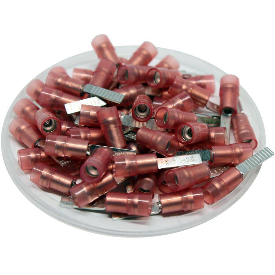 DBNYD1-13 - Nylon Insulated Flat Blade Terminal - Double Crimp - 22-16 AWG - Red
