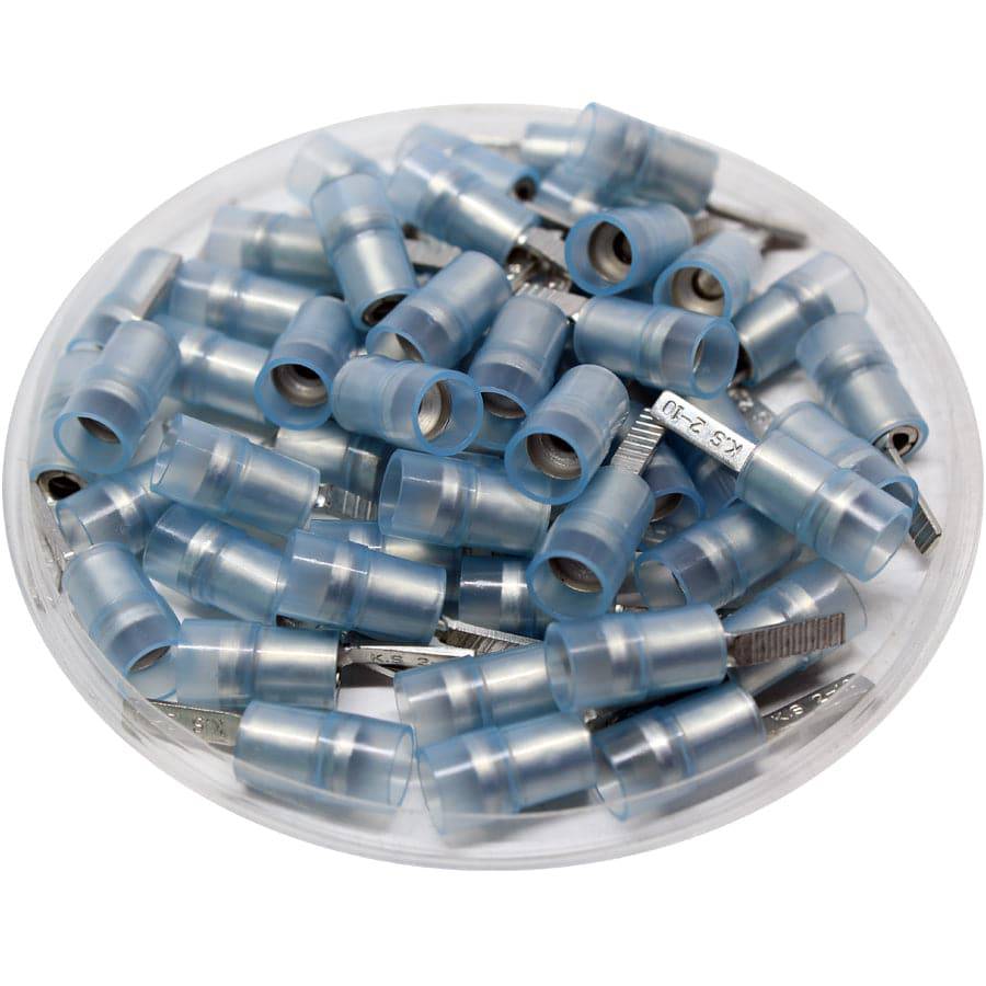 DBNYD2-10 - Nylon Insulated Flat Blade Terminal - Double Crimp - 16-14 AWG - Blue