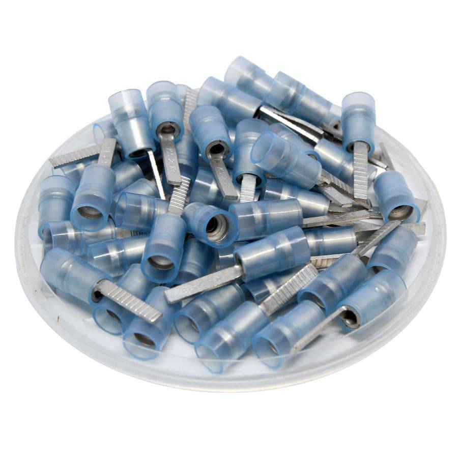 DBNYD2-13 - Nylon Insulated Flat Blade Terminal - Double Crimp - 16-14 AWG - Blue