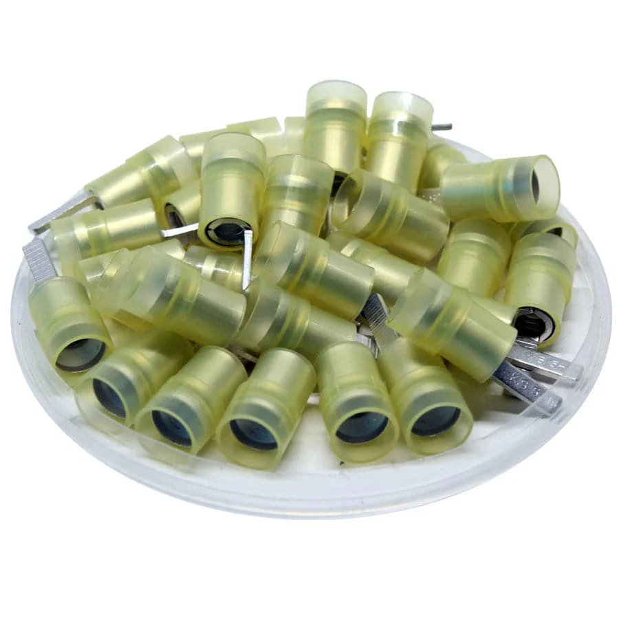 DBNYD5-10 - Nylon Insulated Flat Blade Terminal - Double Crimp - 12-10 AWG - Yellow