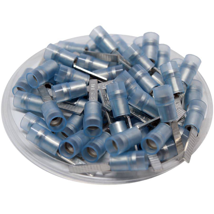 DBNYDL2-14 - Nylon Insulated Flat Blade Terminal - Double Crimp - 16-14 AWG - Blue