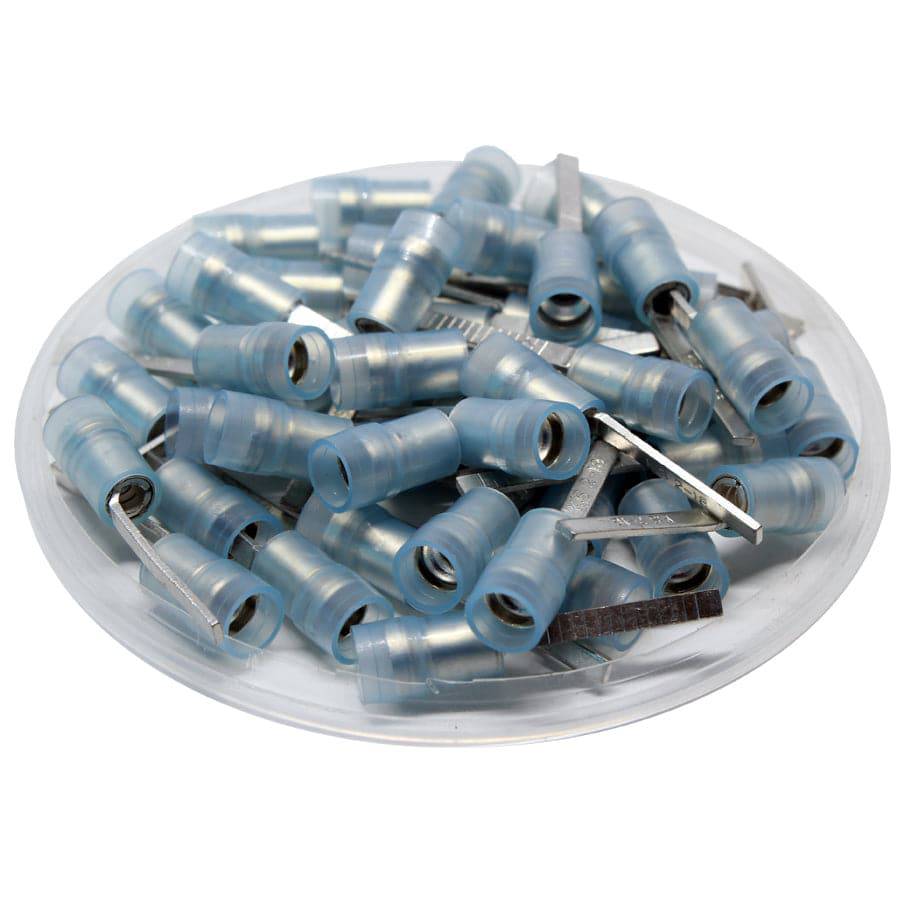 DBNYDS2-18 - Nylon Insulated Flat Blade Terminal - Double Crimp - 16-14 AWG - Blue
