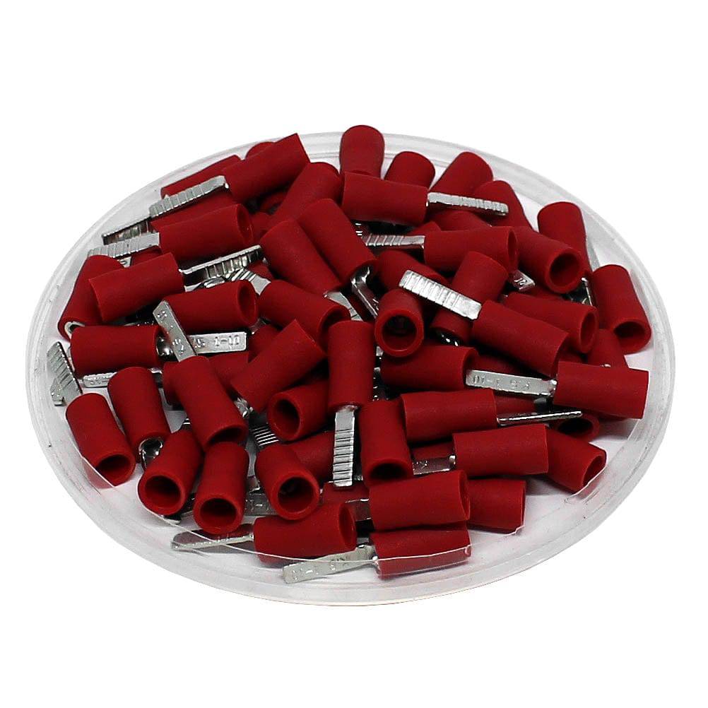 22 to 16 AWG Vinyl Insulated Flat Blade Terminals, Butted Seam, UL Approved, 100 Pieces - DBV1-10
