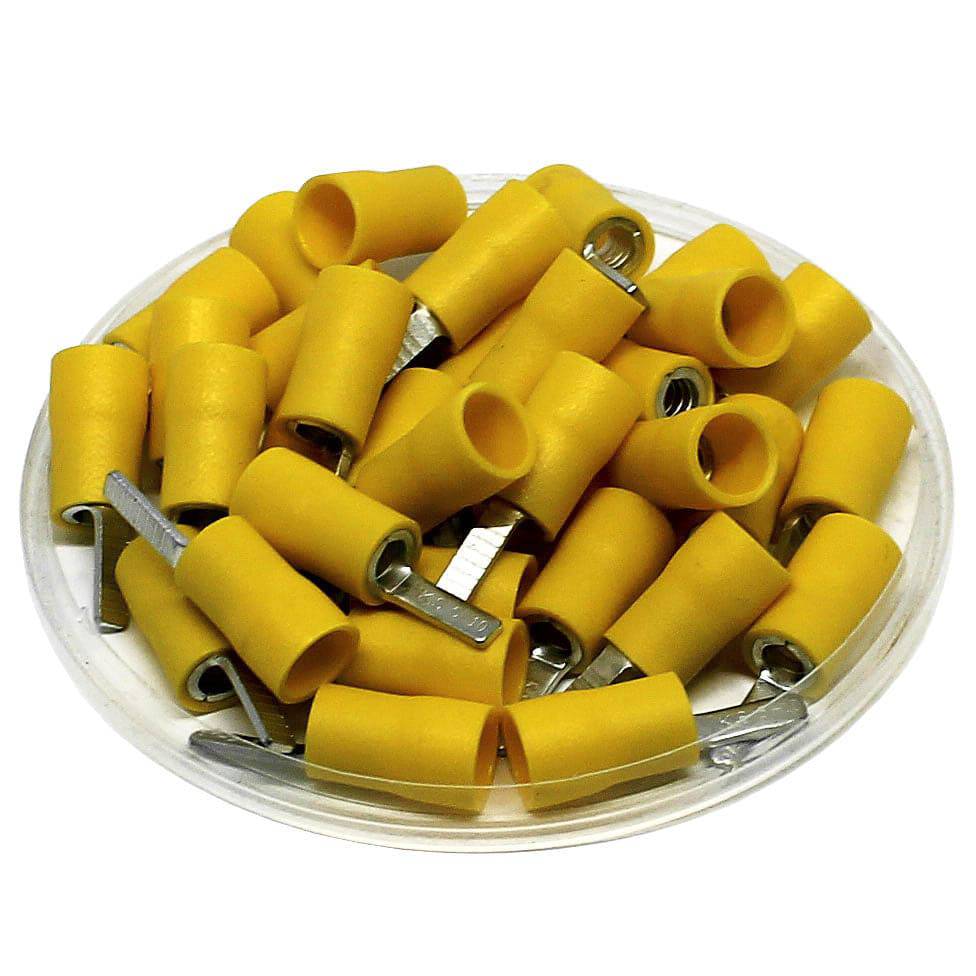12 to 10 AWG Vinyl Insulated Flat Blade Terminals, Butted Seam, UL Approved, 100 Pieces - DBV5-10