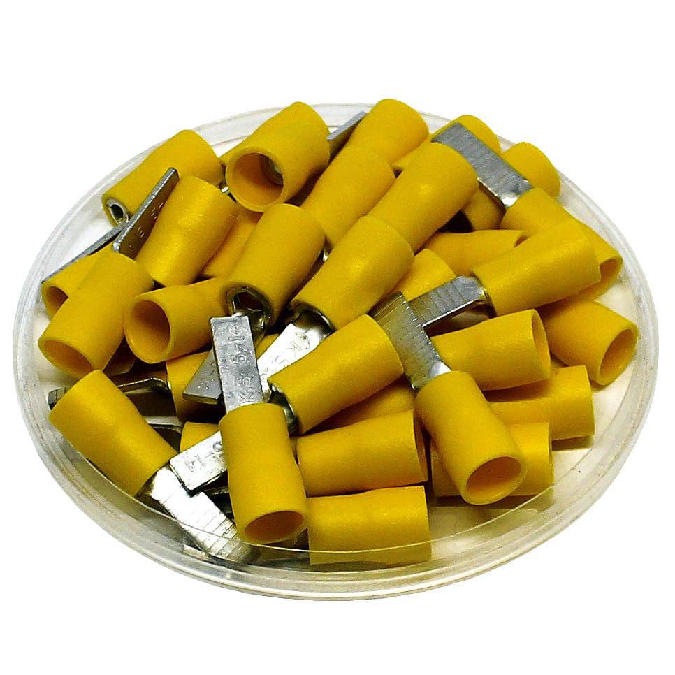 12 to 10 AWG Vinyl Insulated Flat Blade Terminals, Butted Seam, UL Approved, 100 Pieces - DBV5-14