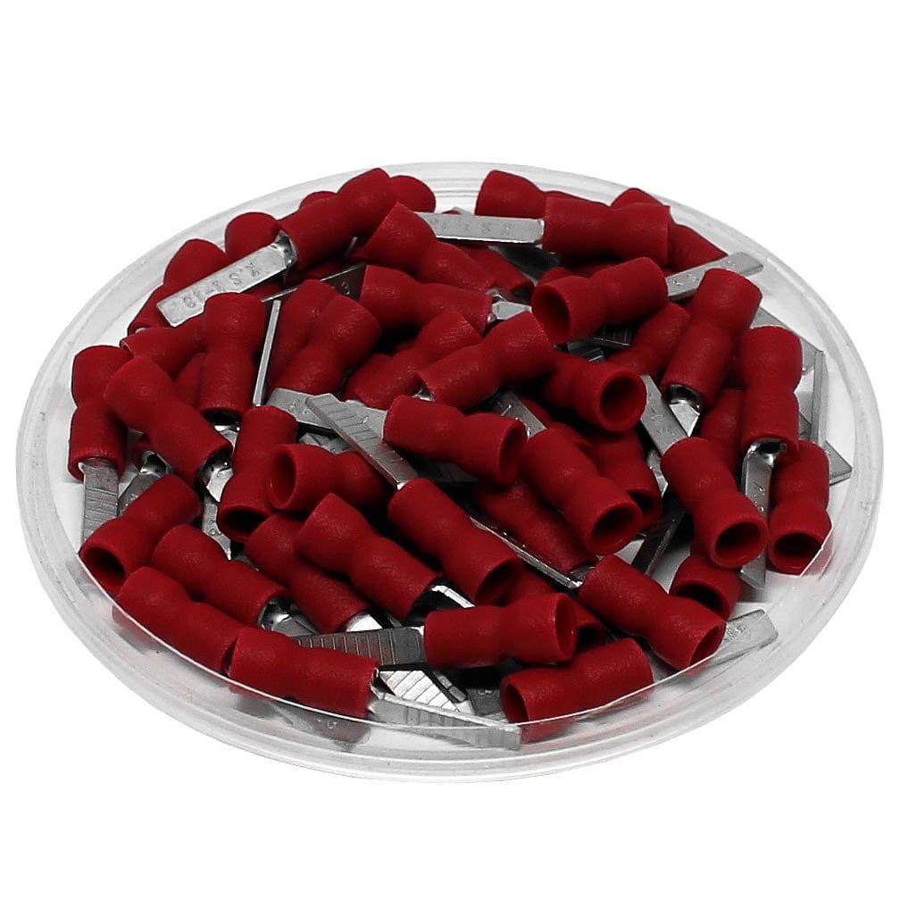22 to 16 AWG Vinyl Insulated Easy Entry Flat Blade Terminals, Butted Seam, 100 Pieces - DBVE1-13