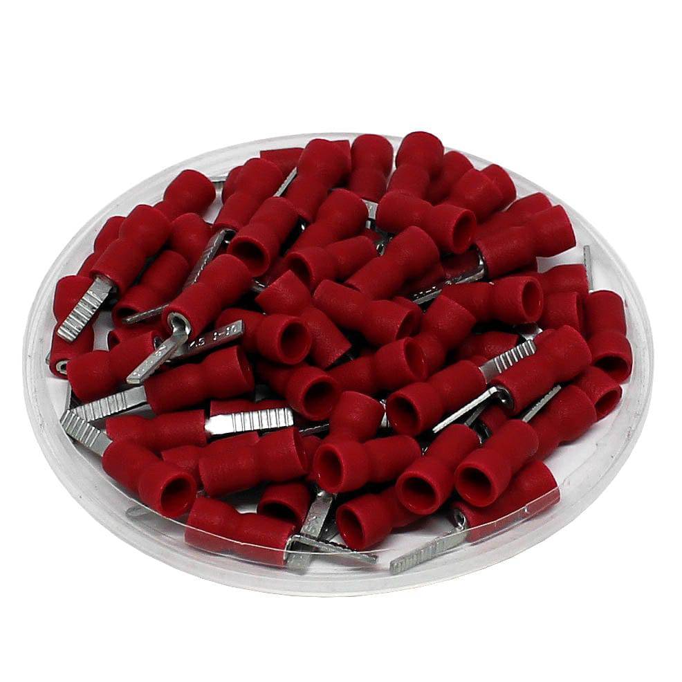 22 to 16 AWG Vinyl Insulated Easy Entry Flat Blade Terminals, Butted Seam, 100 Pieces - DBVE1-9