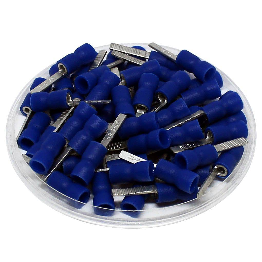 16 to 14 AWG Vinyl Insulated Easy Entry Flat Blade Terminals, Butted Seam, 100 Pieces - DBVE2-14