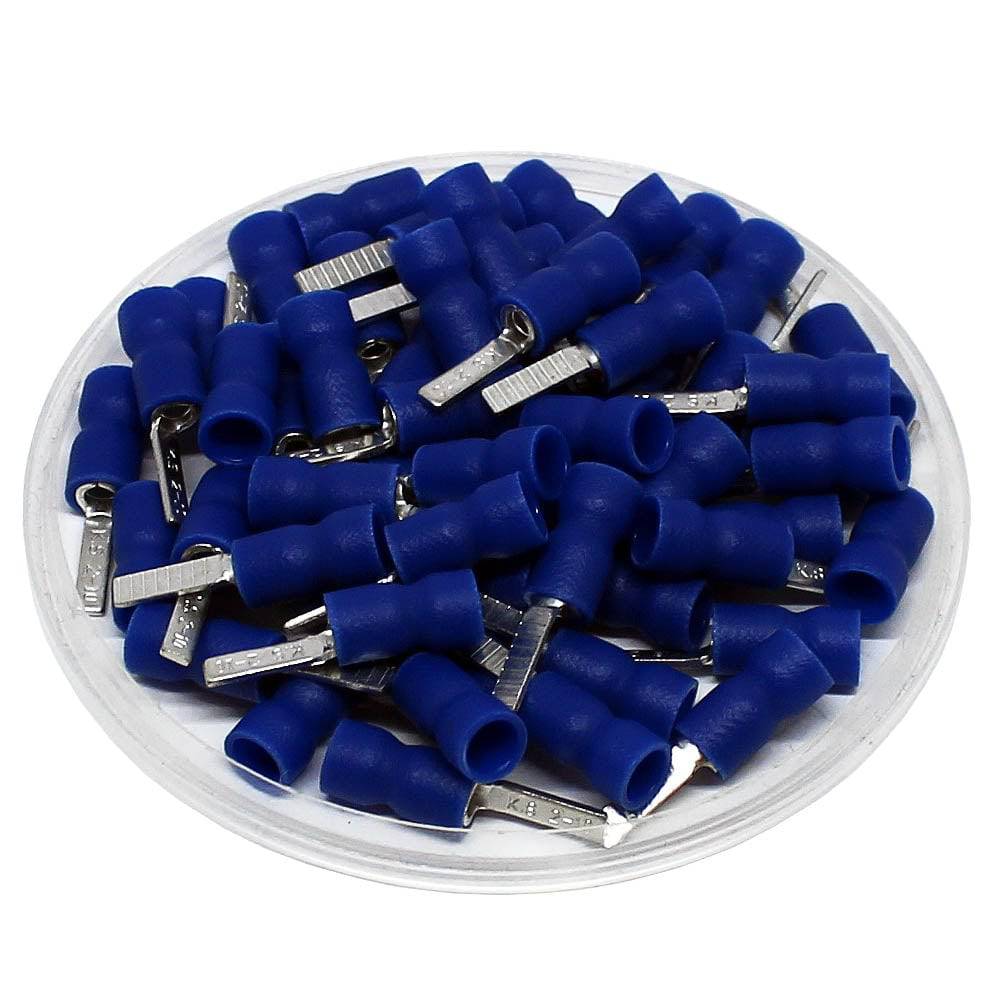 16 to 14 AWG Vinyl Insulated Easy Entry Flat Blade Terminals, Butted Seam, 100 Pieces - DBVE2-9