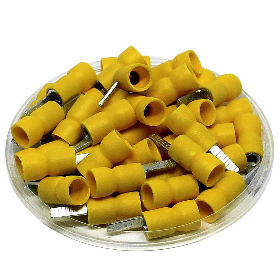 DBVE5-10 - 12 to 10 AWG Vinyl Insulated Easy Entry Flat Blade Terminals, Butted Seam, 100 Pieces