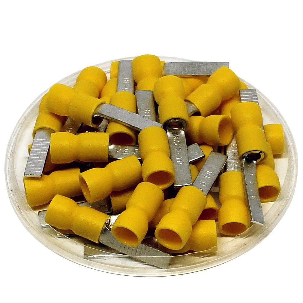 DBVE5-18 - 12 to 10 AWG Vinyl Insulated Easy Entry Flat Blade Terminals, Butted Seam, 100 Pieces