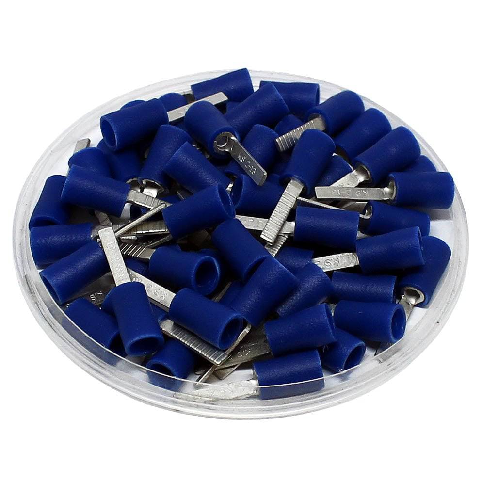 16 to 14 AWG Vinyl Insulated Flat Blade Terminals, Butted Seam, UL Approved, 100 Pieces - DBVL2-13