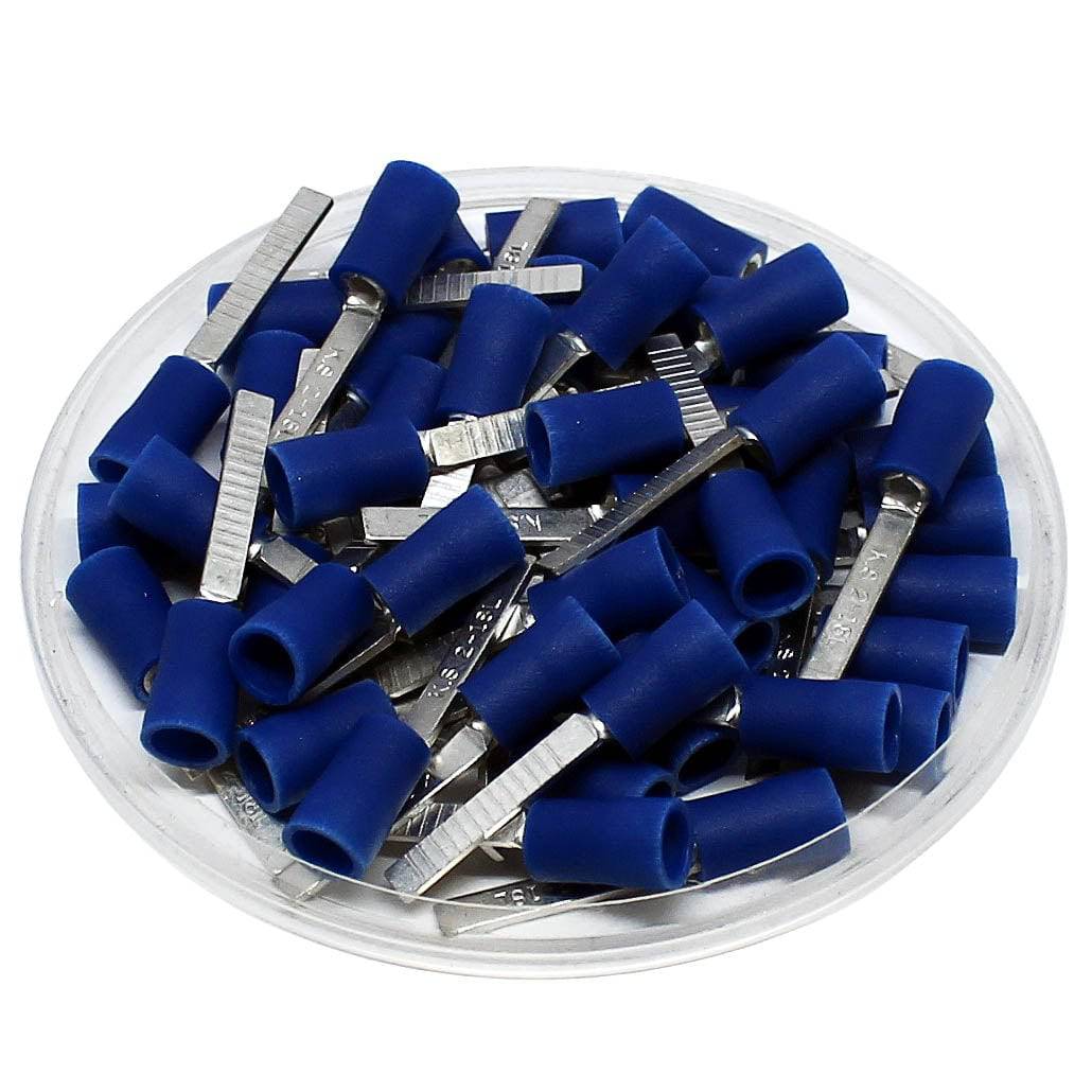 16 to 14 AWG Vinyl Insulated Flat Blade Terminals, Butted Seam, UL Approved, 100 Pieces - DBVL2-18