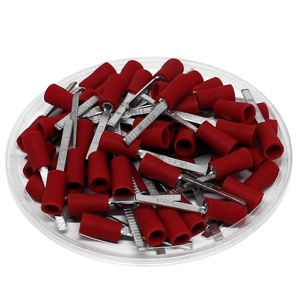 22 to 16 AWG Vinyl Insulated Flat Blade Terminals, Butted Seam, UL Approved, 100 Pieces - DBVS1-18