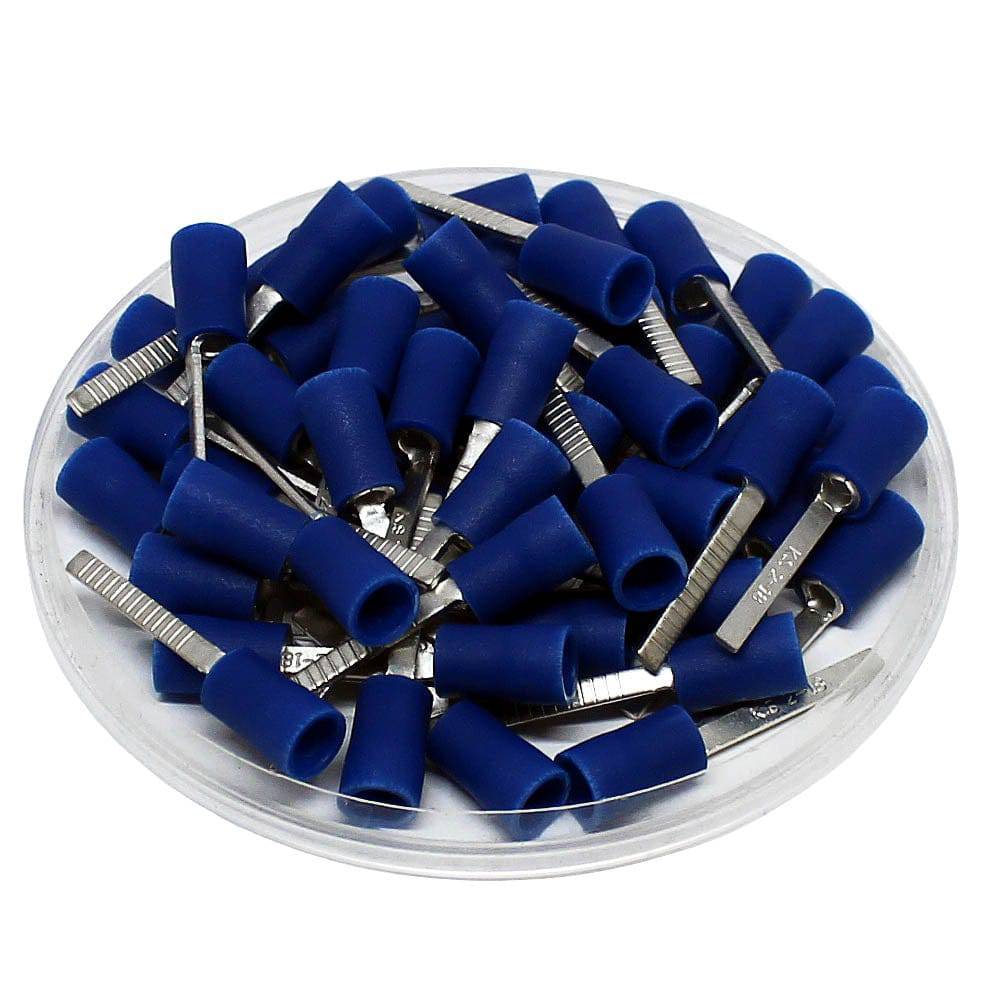 16 to 14 AWG Vinyl Insulated Flat Blade Terminals, Butted Seam, UL Approved, 100 Pieces - DBVS2-18