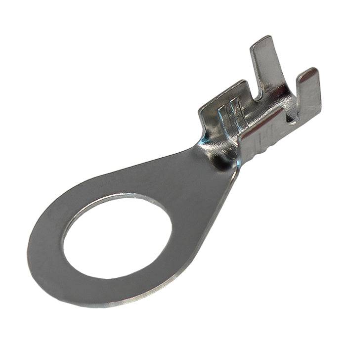 DJ431-8C-T - 16 to 14 AWG Ring Terminals, 5/16" Stud, Tin Plated Brass, Open Barrel, 100 Pieces