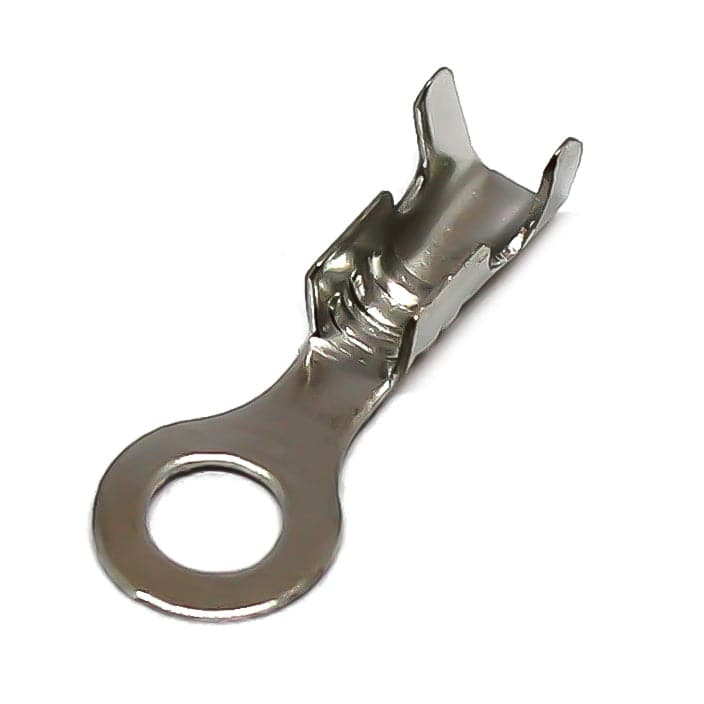 DJ4311-3.2B-T - 18 to 16 AWG Ring Terminals, #5 Stud, Tin Plated Brass, Open Barrel, 100 Pieces