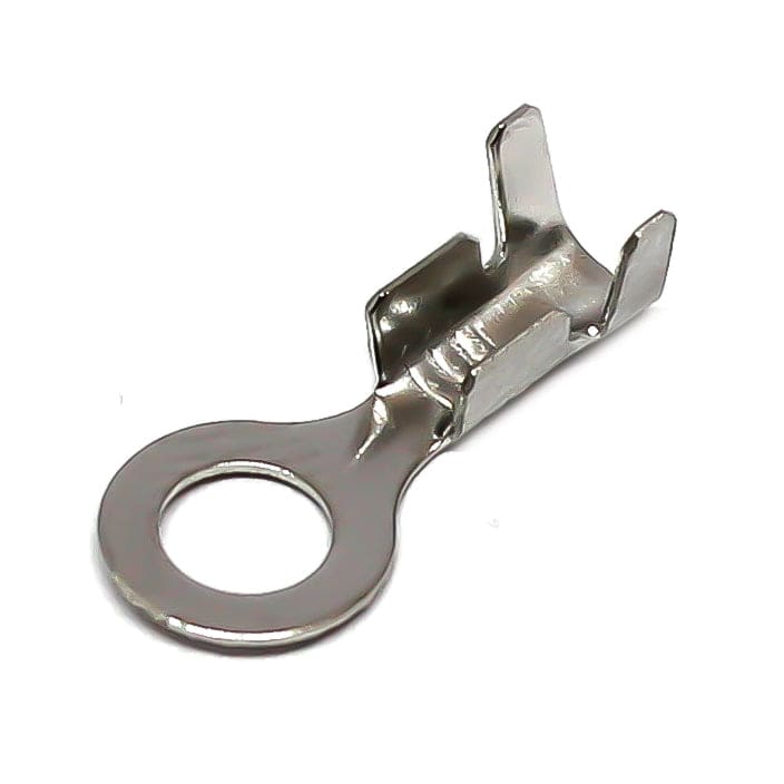 DJ4311-4.2C-T - 16 to 14 AWG Ring Terminals, #8 Stud, Tin Plated Brass, Open Barrel, 100 Pieces