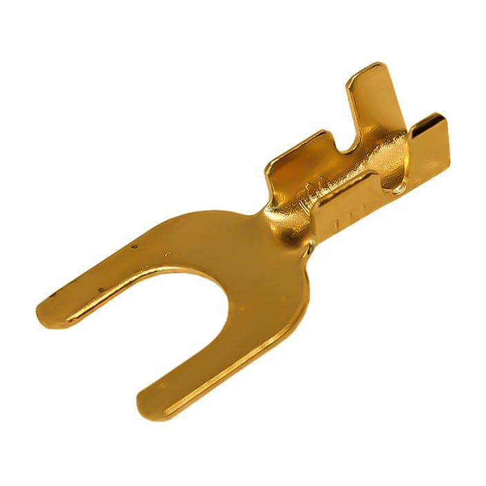 DJ441A-6C - 16 to 14 AWG Fork/Spade Terminals, Open Barrel Style, Brass, 1/4" Stud, 100 Pieces