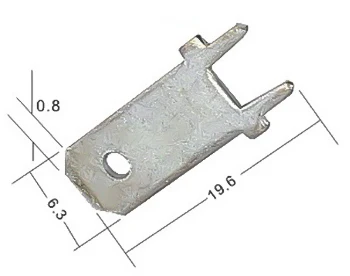 DJ6113-6.3x0.8-T - 6.3mm Tab, Quick Connect Male Solder Connectors, Tin Plated Brass, 100 pieces