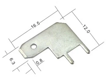 DJ6116-6.3x0.8-T - 6.3mm Tab, Quick Connect Male Solder Connectors, Tin Plated Brass, 100 pieces