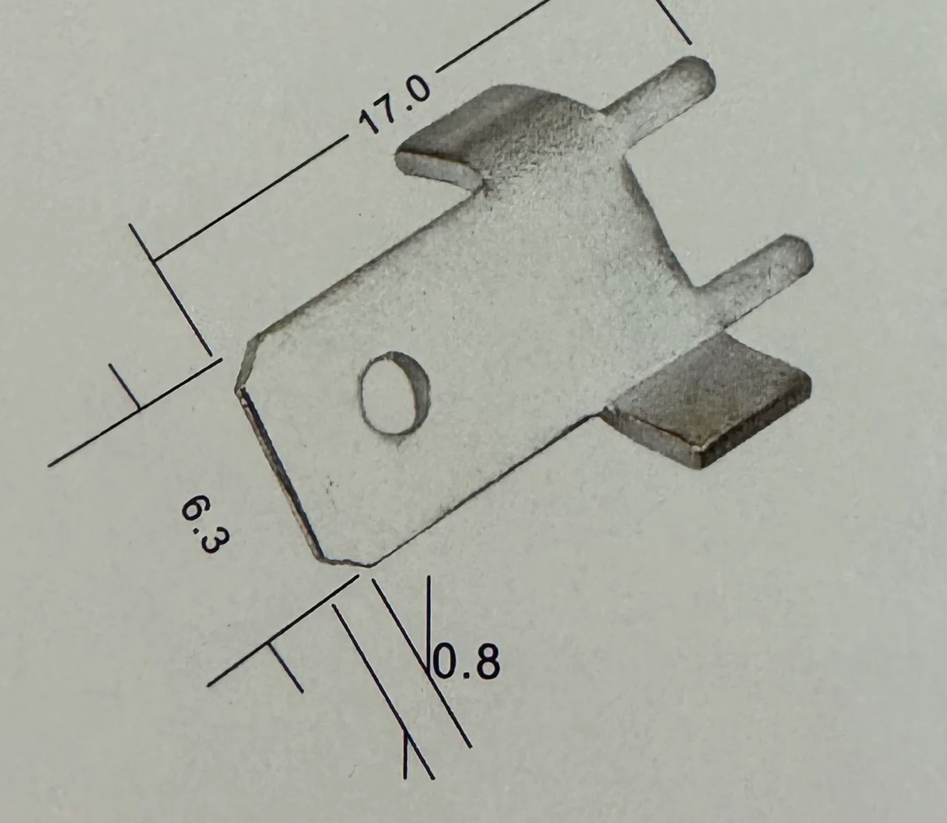 DJ6118-6.3x0.8-T - 6.3mm Tab, Quick Connect Male Solder Connectors, Tin Plated Brass, 100 pieces
