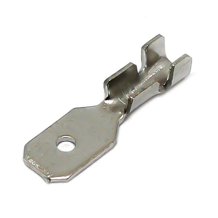 DJ616-6.3x0.8A-T - 22 to 20 AWG Male Quick Disconnects, Tin Plated Brass, 6.3 NEMA Tab, 100 Pieces - Image 2