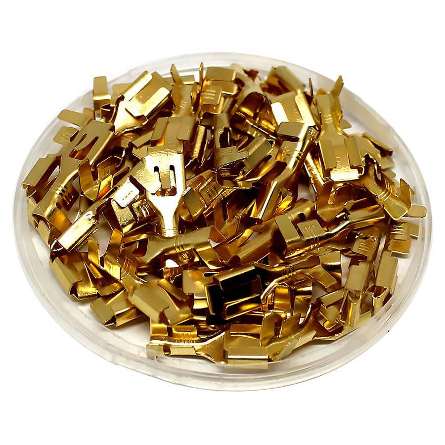 DJ621-B6.3C - 16 to 14 AWG Female Quick Disconnects, Brass, Lock Tab, 100 Pieces - Image 3