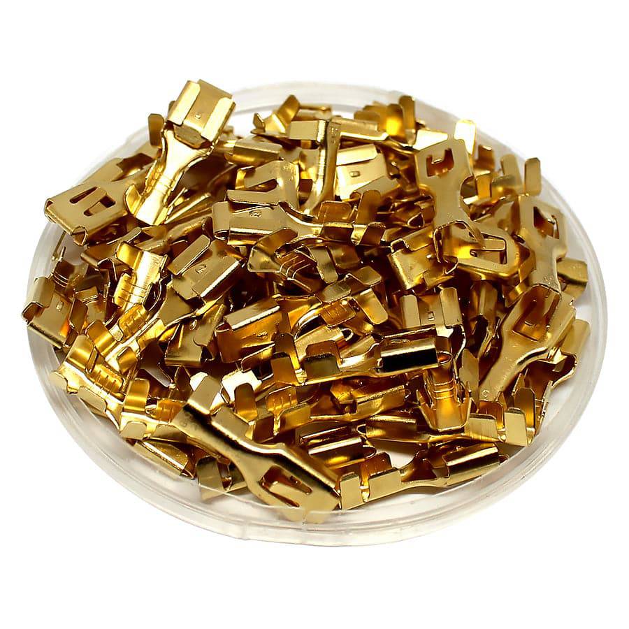 DJ621-F6.3C - 16 to 14 AWG Female Quick Disconnect, Brass, Locking Tab, 100 Pieces - Image 3