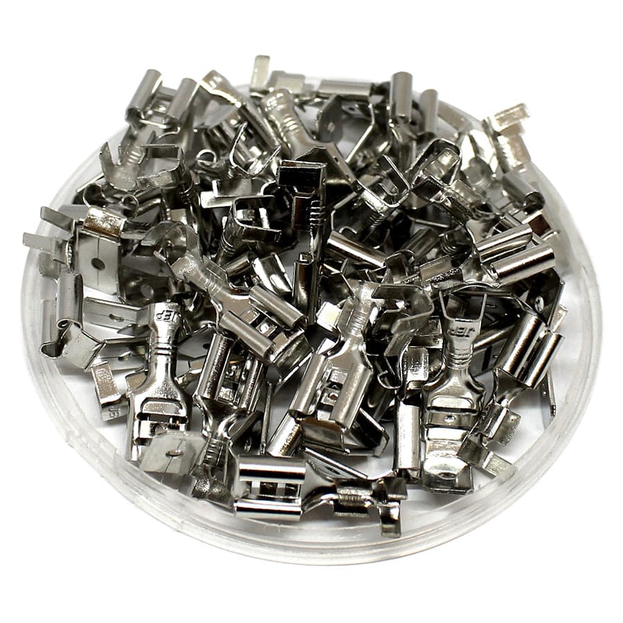 DJ6212D-6.3C-T - 16 to 14 AWG Tin Plated Open Barrel Piggyback Male/Female Disconnects, 100 Pieces - Image 2