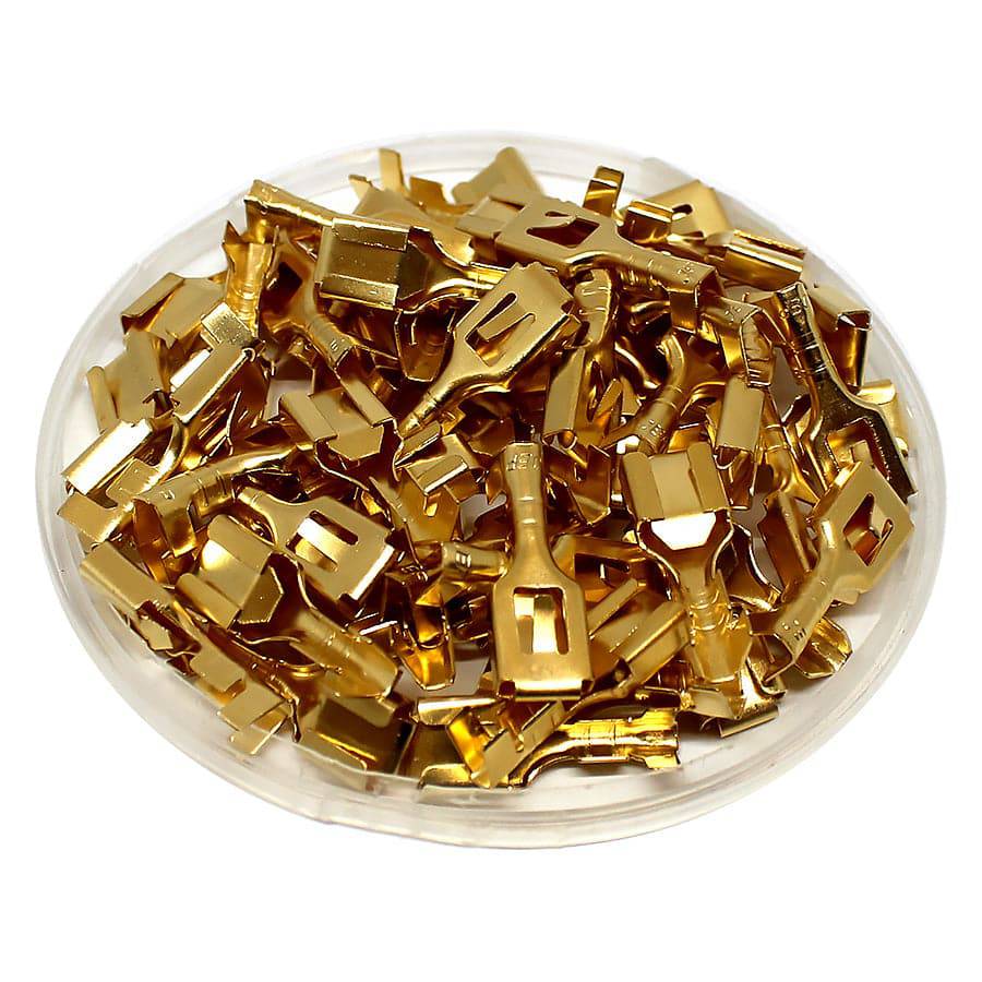 DJ621-B6.3B - 18 to 16 AWG Female Quick Disconnects, Brass, Lock Tab, 100 Pieces - Image 3