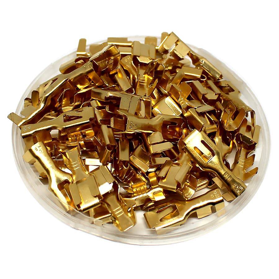DJ621-B6.3D - 14 to 12 AWG Female Quick Disconnects, Brass, Lock Tab, 100 Pieces - Image 3
