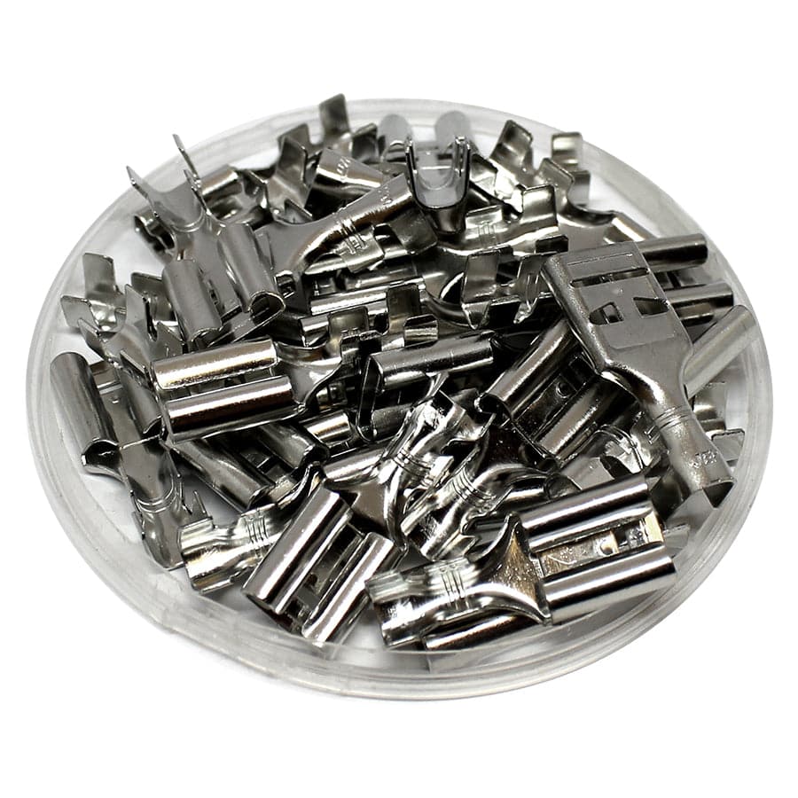 DJ621-D9.5x1.2D-T - 14 to 12 AWG Female Quick Disconnects, No Locking Tab, Open Barrel Style, 50 Pieces - Image 2