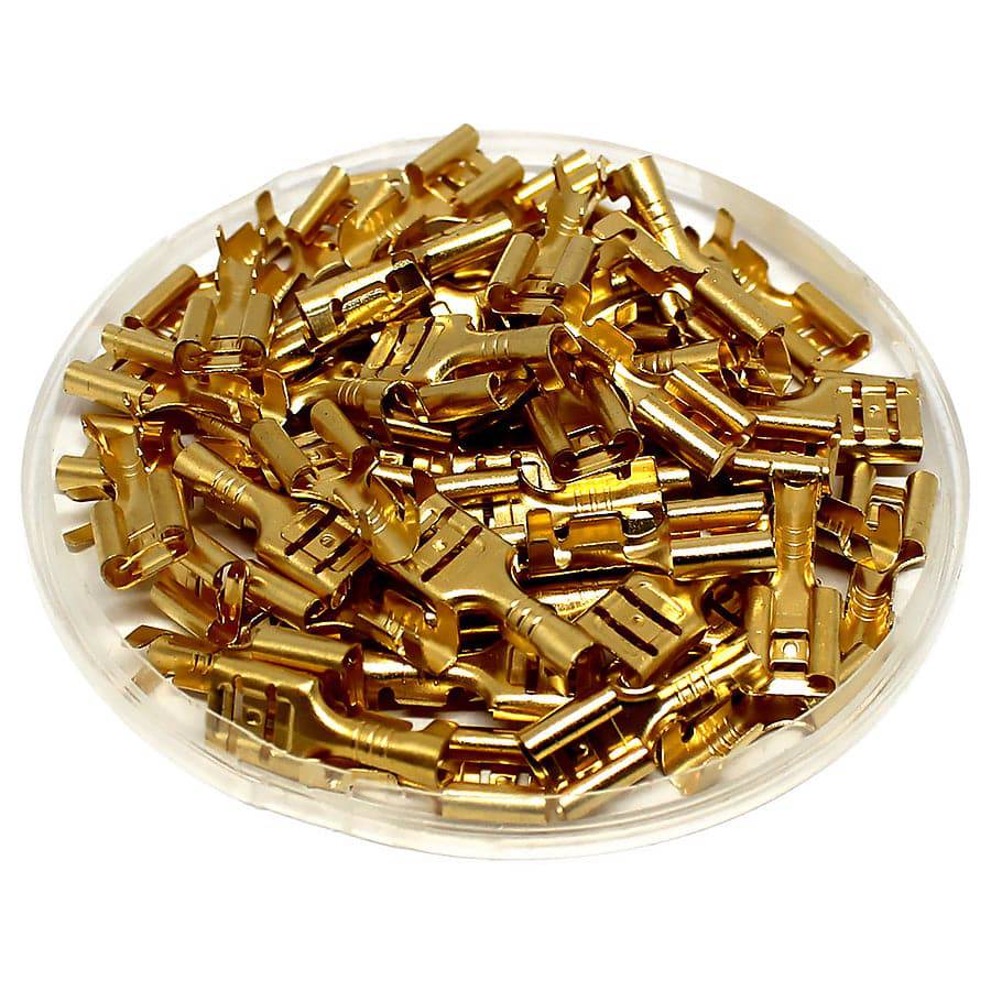 DJ622-D6.3B - 18 to 16 AWG Female Quick Disconnects, Brass, 6.3 NEMA Tab, 100 Pieces - Image 2