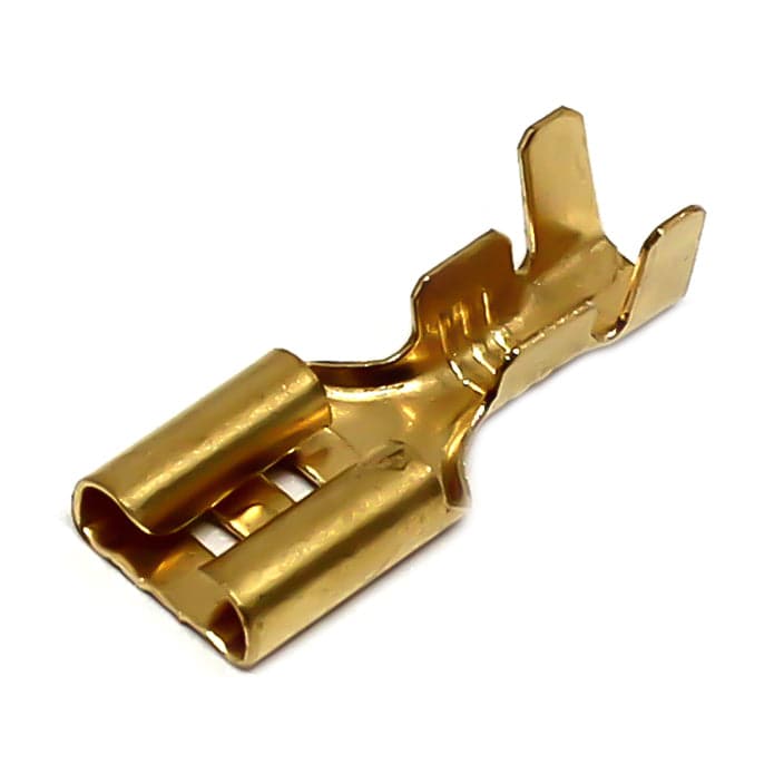 DJ622-D6.3C - 16 to 14 AWG Female Quick Disconnects, Brass, 6.3 NEMA Tab, 100 Pieces