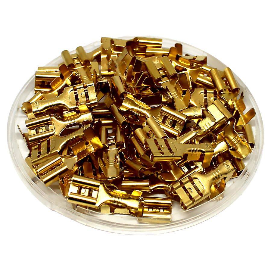 DJ622-D6.3C - 16 to 14 AWG Female Quick Disconnects, Brass, 6.3 NEMA Tab, 100 Pieces - Image 2