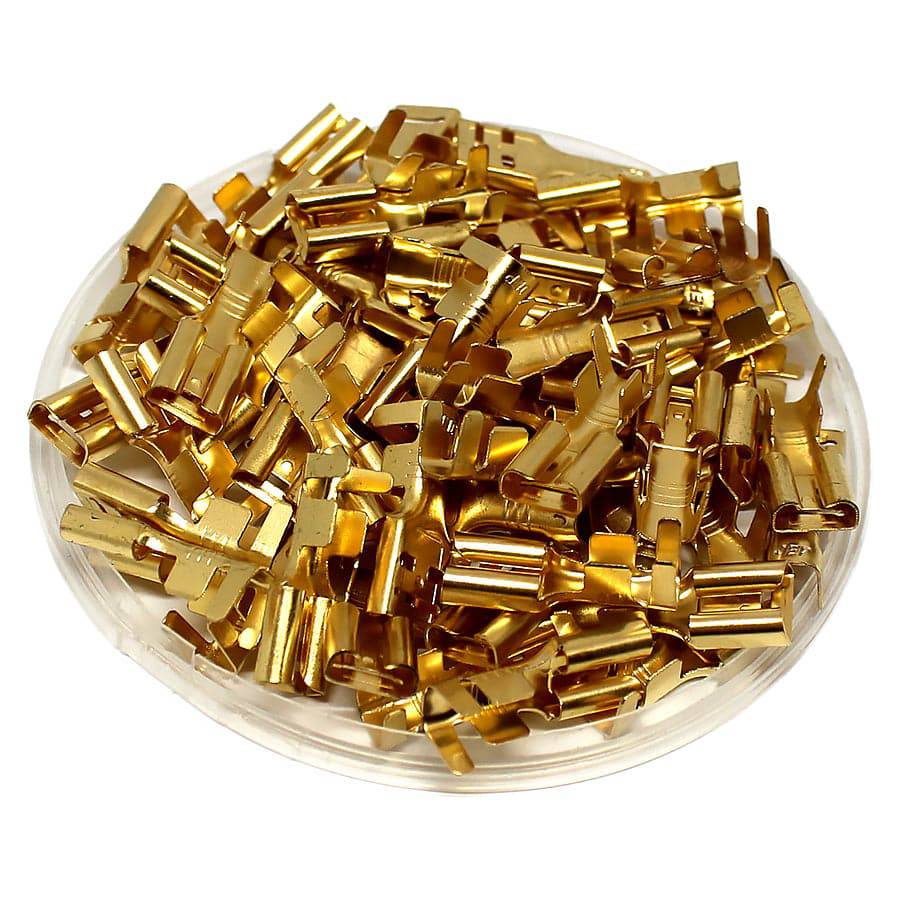 DJ622-D6.3D - 14 to 12 AWG Female Quick Disconnects, Brass, 6.3 NEMA Tab, 100 Pieces - Image 2