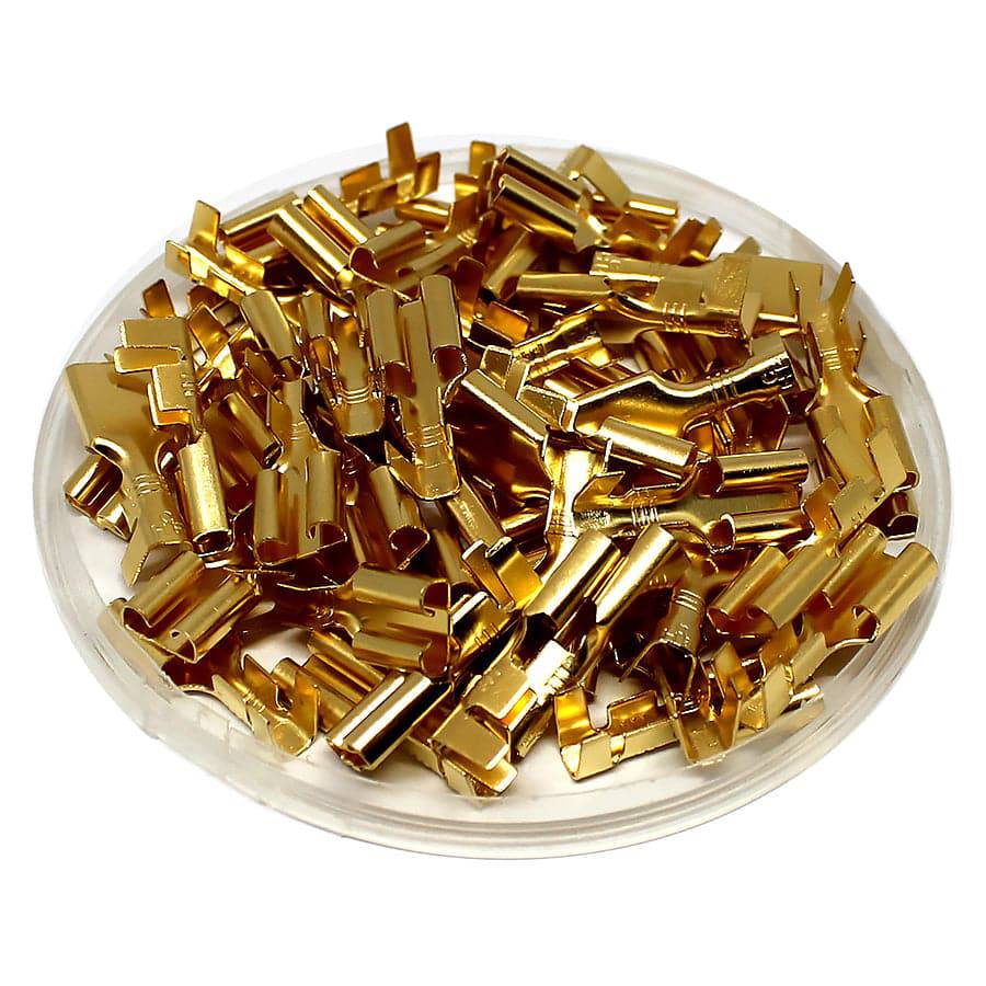 DJ626-6.3C - 16 to 14 AWG Female Quick Disconnects, Brass, 6.3 NEMA Tab, 100 Pieces - Image 2