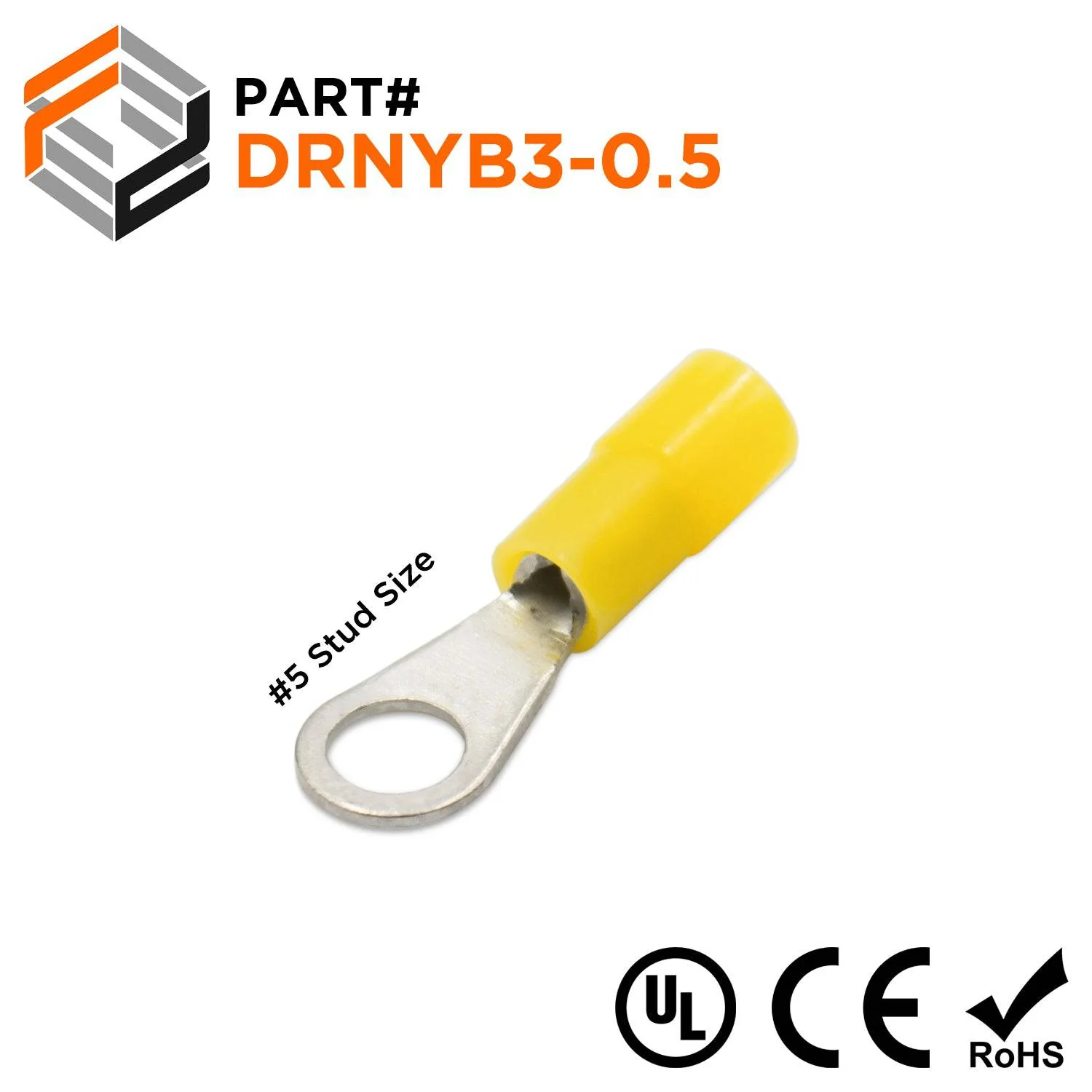 DRNYB3-0.5 - Nylon Ring Terminal Brazed Seam - 26-22 AWG - #4 Stud