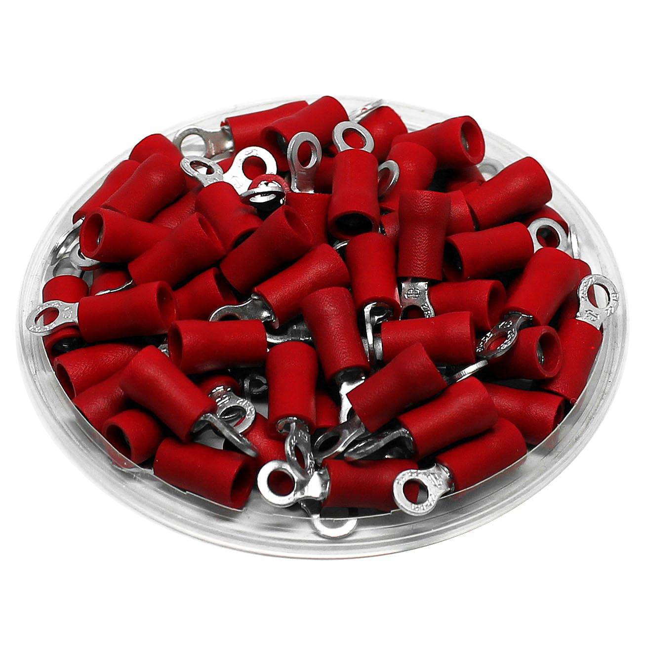 DRVB3-1 - DIN46237 Vinyl Ring Terminal Brazed - 22-16 AWG - #4 Stud