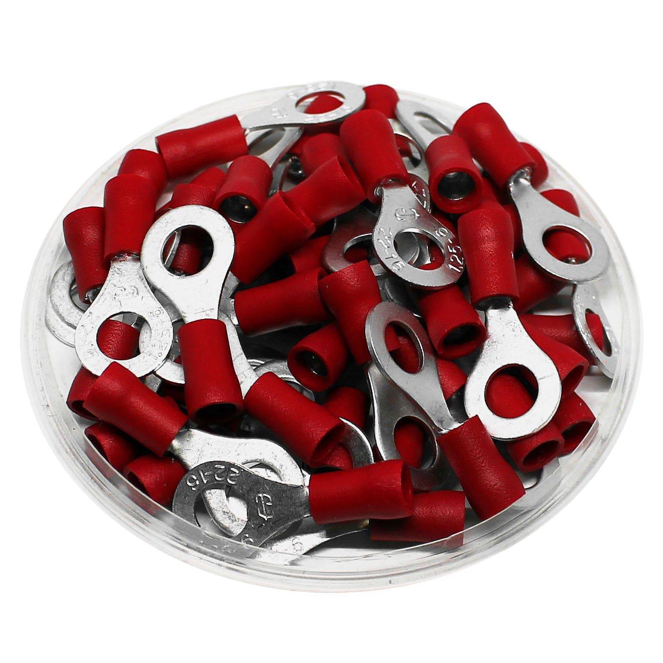 DRVB6-1 DIN46237 Vinyl Ring Terminal Brazed 22-16 AWG - 1/4" Stud - 100/pk