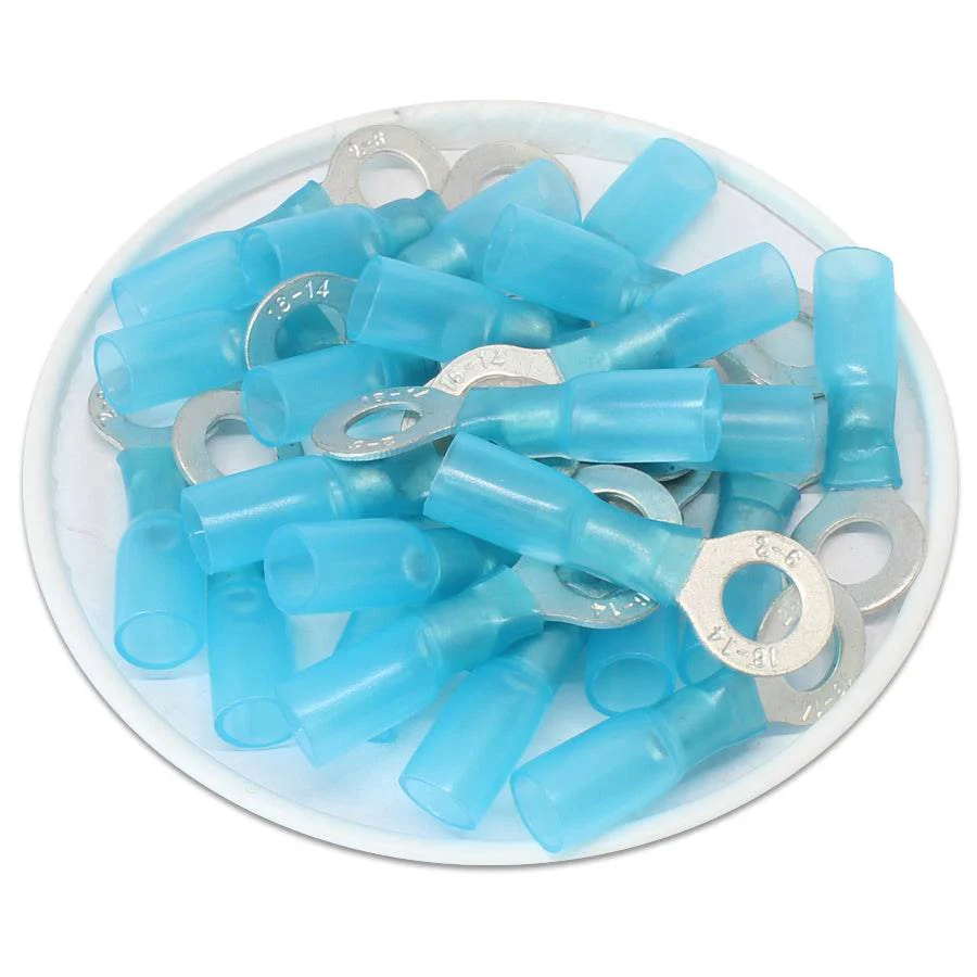 DSB14 - 16 to 14 AWG Heat Shrink Ring Terminals, 1/4" Stud, Polyolefin, 25 Pieces - Image 2