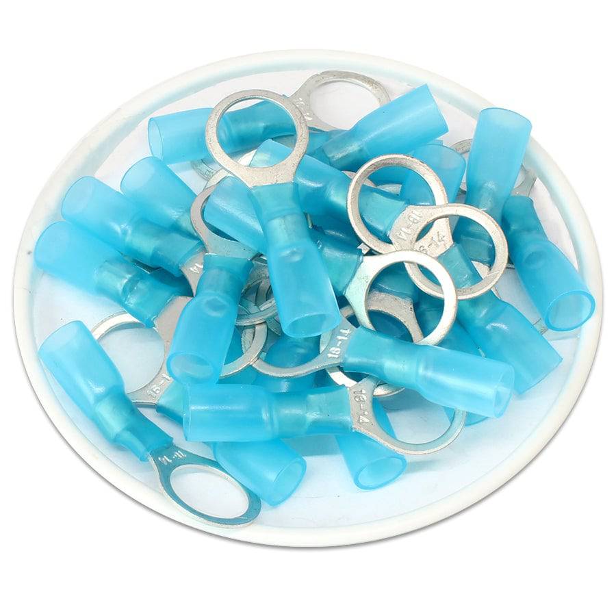DSB38 - 16 to 14 AWG Heat Shrink Ring Terminals, 3/8" Stud, Polyolefin, 25 Pieces - Image 2