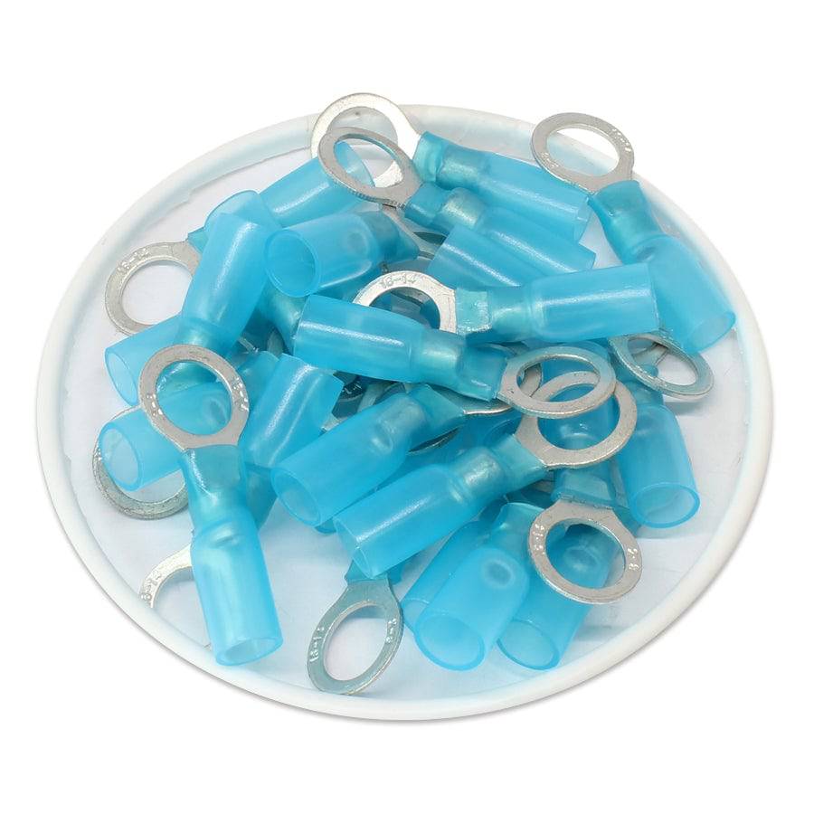 DSB516 - 16 to 14 AWG Heat Shrink Ring Terminals, 5/16" Stud, Polyolefin, 25 Pieces - Image 2