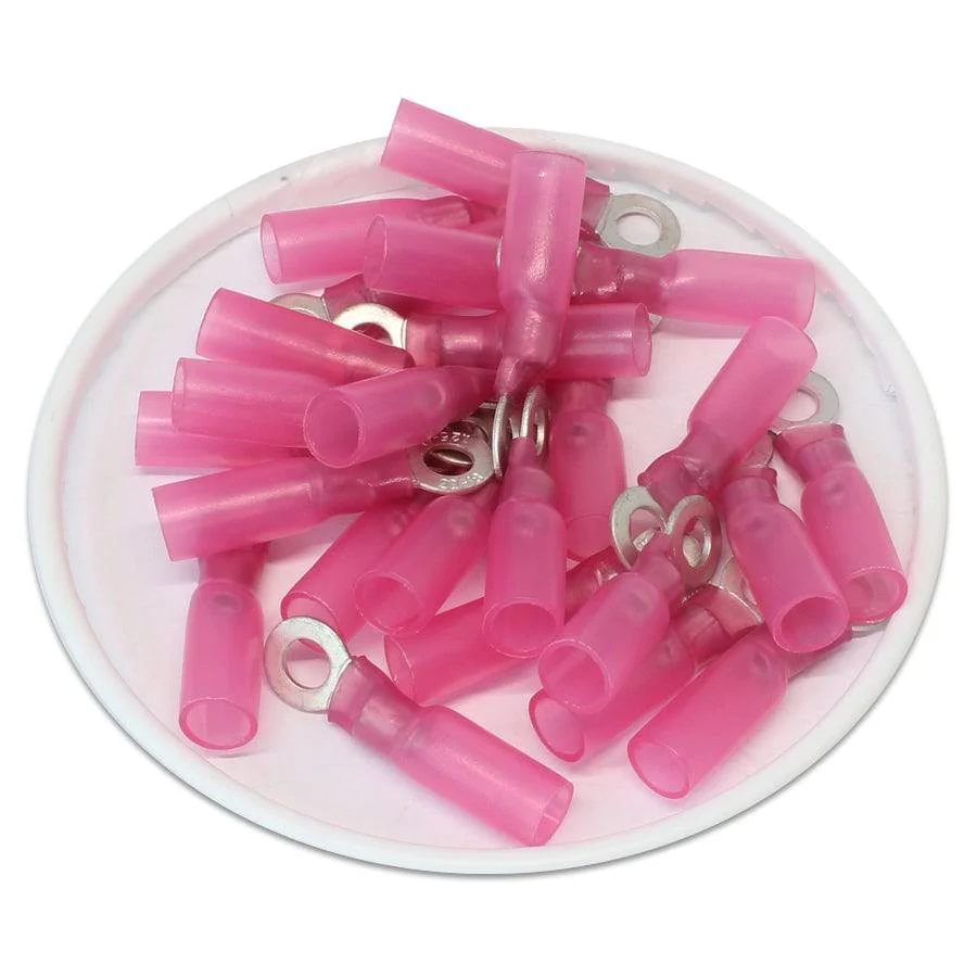 22 to 16 AWG Heat Shrink Ring Terminals, #8 Stud, Polyolefin, 25 Pieces - DSR08 - Image 2