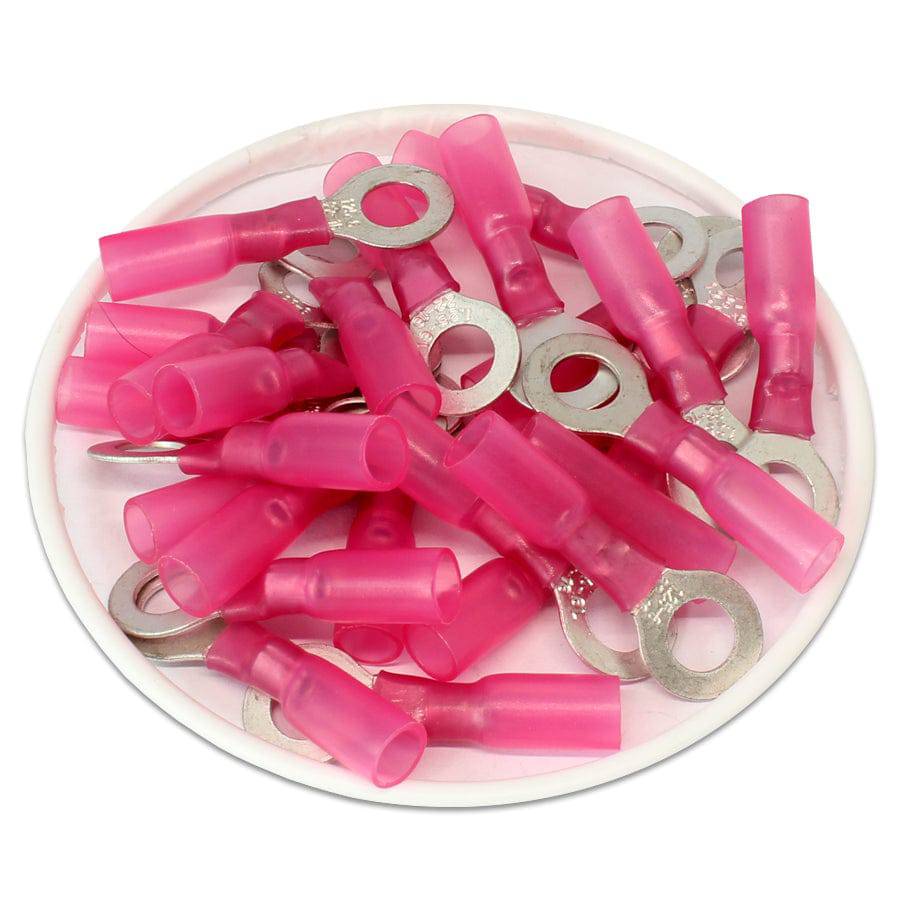 22 to 16 AWG Heat Shrink Ring Terminals, 1/4" Stud, Polyolefin, 25 Pieces - DSR14 - Image 2