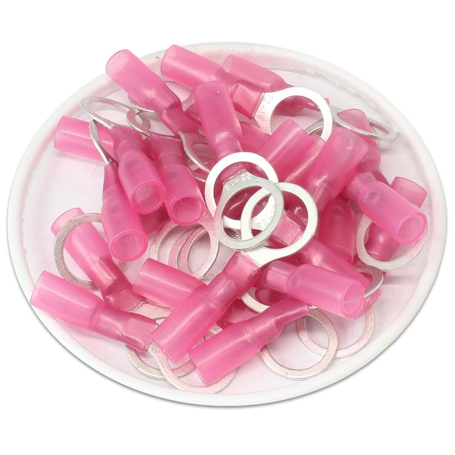 22 to 16 AWG Heat Shrink Ring Terminals, 3/8" Stud, Polyolefin, 25 Pieces - DSR38 - Image 2