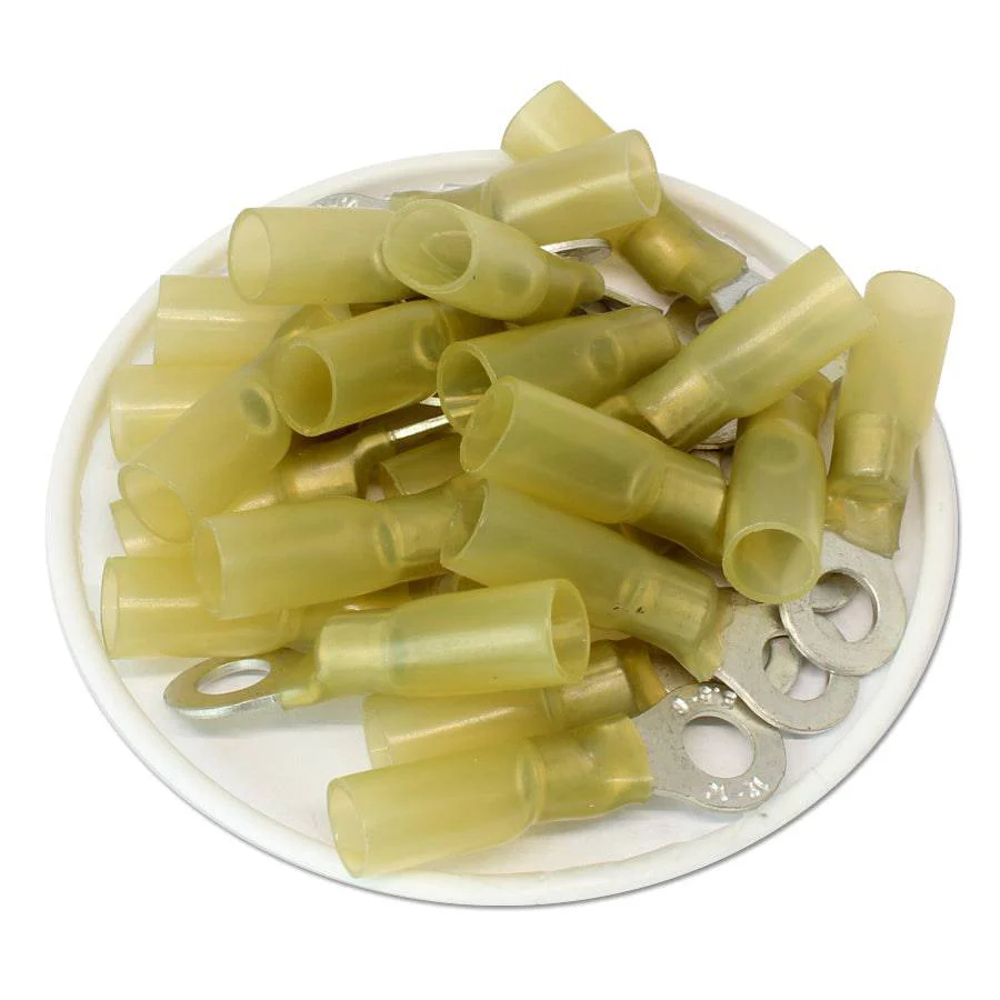 DSY14 - 12 to 10 AWG Heat Shrink Ring Terminals, 1/4" Stud, Polyolefin, 25 Pieces - Image 2